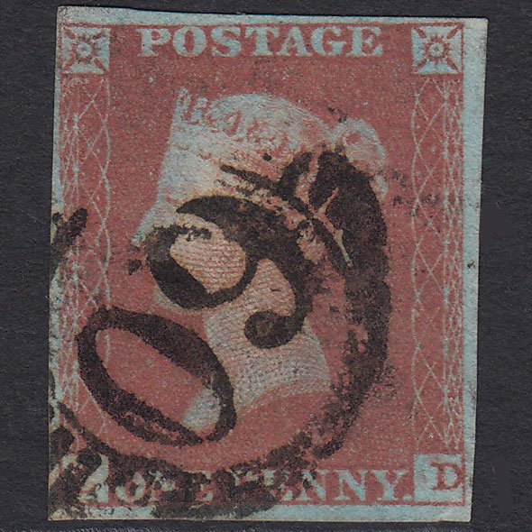 GB QV 1841 1d Very Blued (Plate 87) SG8a-B1(2) LD FU 4M London D&S 60