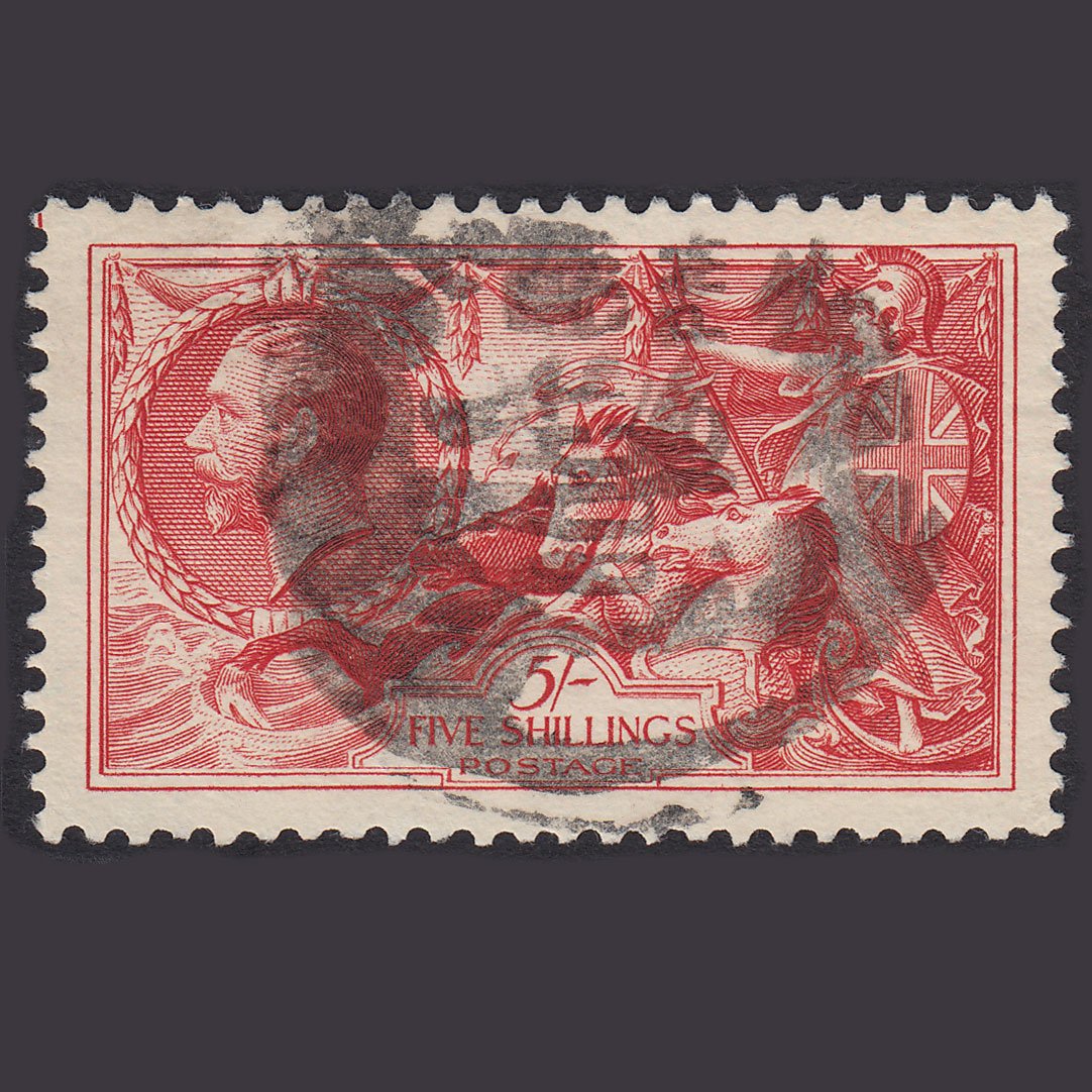 GB Kg5 1934 5/- Bright Rose-red Seahorses SG451-N74 FU