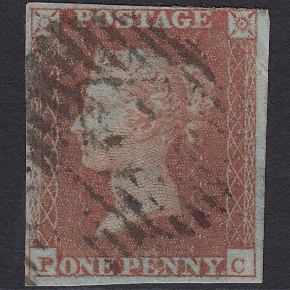 GB QV 1841 1d Very Blued (Plate 122) SG8a-B1(2) PC FU 4 Margins London IS 4