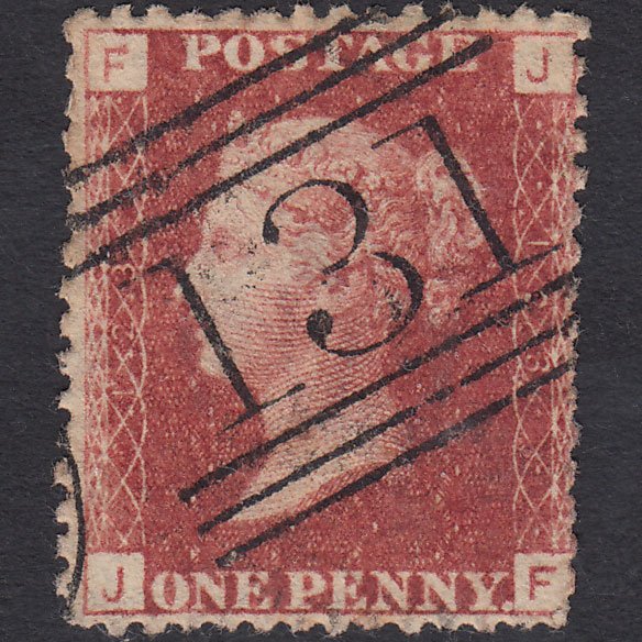 GB QV 1864 1d Lake-red (Plate 123) SG44-G1(2) JF GU Edinburgh 131