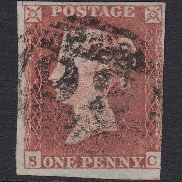 GB QV 1841 1d Red-brown (Plate 165) SG8-B2(1) SC GU 3 Margins Bolton 92