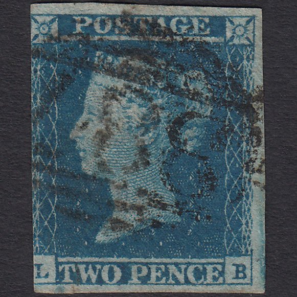 GB QV 1841 2d Blue (Plate 4) SG14-E1(2) LB GU 3 Margins Huddersfield 387