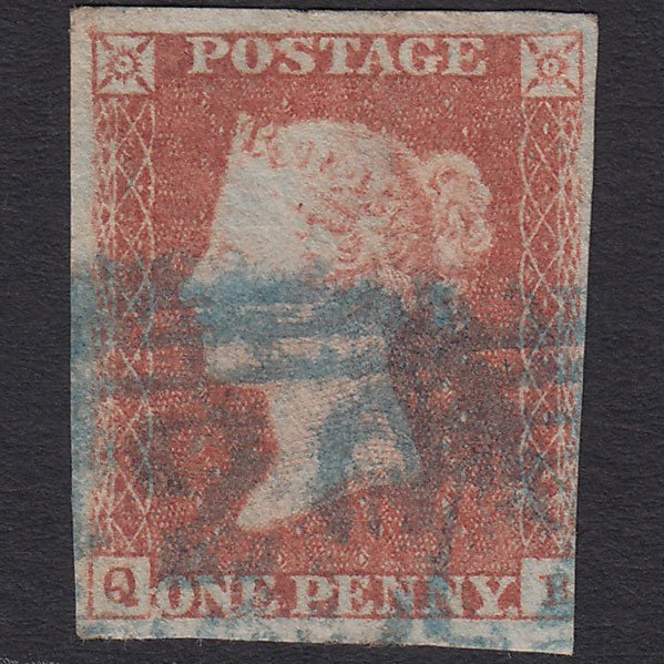 GB QV 1841 1d Red-brown (Plate 102) SG8-B1(1) QB GU 3 Margins Blue Cancel