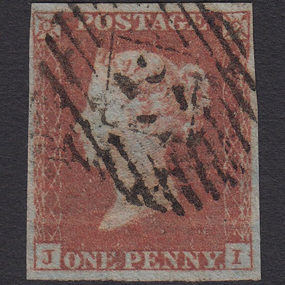 GB QV 1841 1d Red-brown (Plate 96) SG8-B1(1) JI GU 4 Margins London IS 27