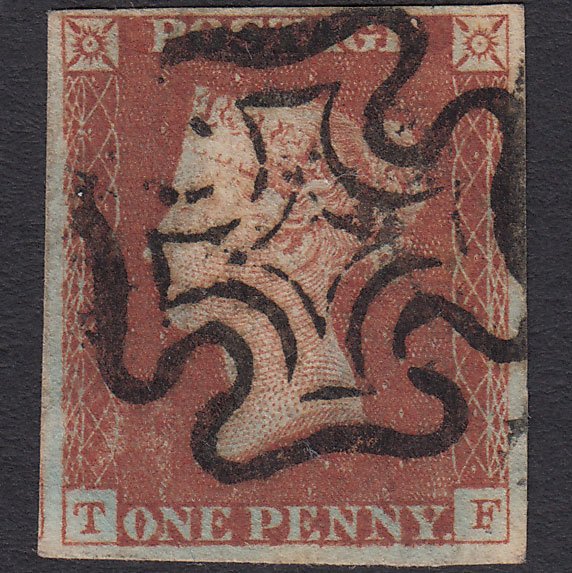 GB QV 1841 1d Red-brown (Plate 19) SG8-B1(1) TF GU 4 Margins Maltese Cross