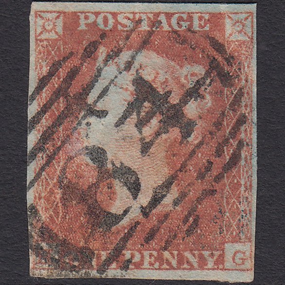GB QV 1841 1d Red-brown SG8-B1(1) HG GU 4 Margins Canterbury 84