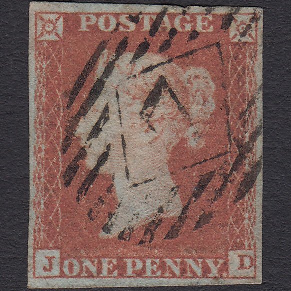 GB QV 1841 1d Red-brown (Plate 91) SG8-B1(1) JD FU 4 Margins