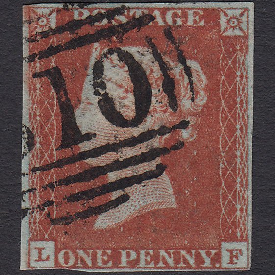 GB QV 1841 1d Red-brown (Plate 46) SG8-B1(1) LF FU nr 4 Margins