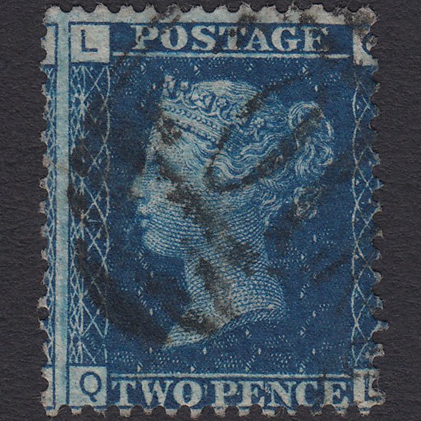 GB QV 1869 2d Blue SG46-G3 QL FU Bradford 107 Misperf