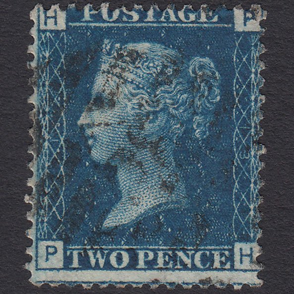 GB QV 1869 2d Blue (Plate 13) SG46-G3 PH FU London IS Cancel Misperf