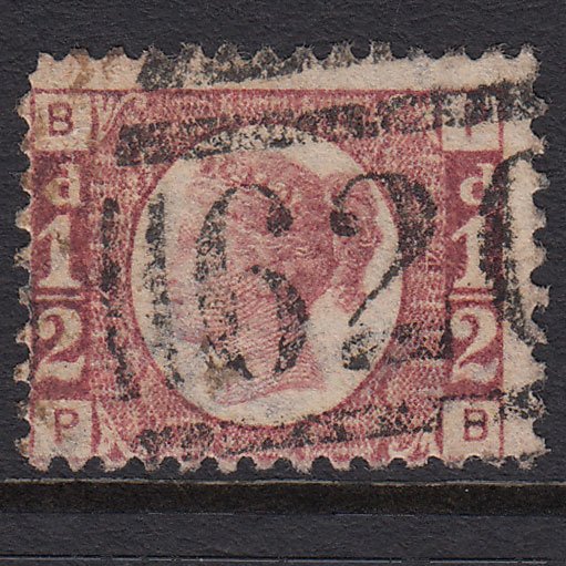 GB QV 1870 1/2d Rose-red (Plate 4) SG48-G4 PB GU Plymouth 620