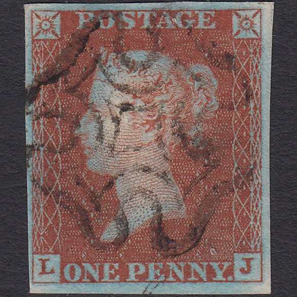 GB QV 1841 1d Very Blued (Plate 30) SG8a-B1(2) LJ GU 4 Margins Maltese Cross