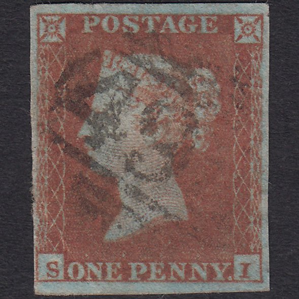 GB QV 1841 1d Red-brown (Plate 93) SG8-B1(1) SI GU 4 Margins