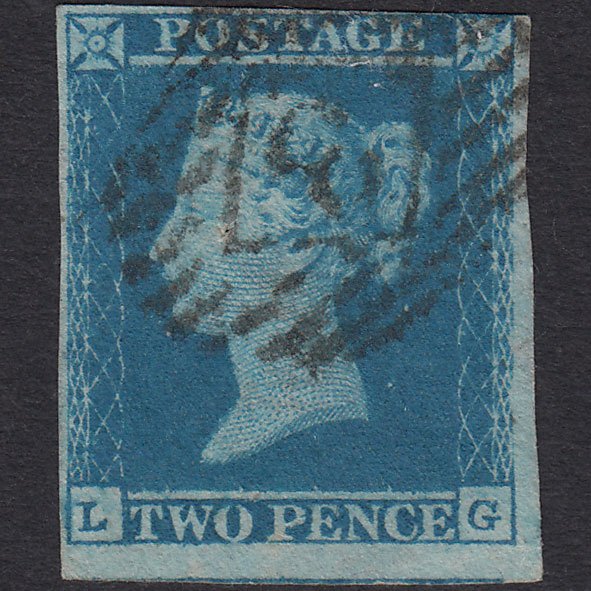 GB QV 1841 2d Blue (Plate 4) SG14-E1(2) LG GU nr 4M London IS 3 Pinhole
