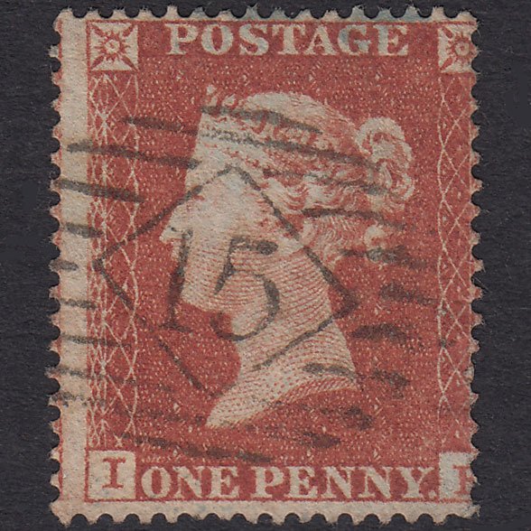 GB QV 1854 1d Red-Brown Plate R2 SG17-C1(1) IF VFU London Is 15