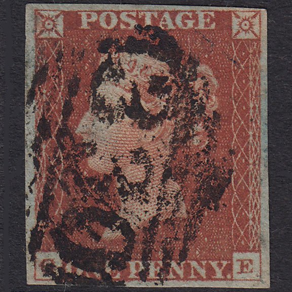GB QV 1841 1d Red-Brown Plate 54 SG8-B1(1) GE GU 4 Margins Halifax 330