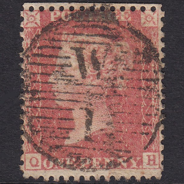 GB QV 1857 1d Rose Transitional Plate 34 SGC9A(2) QH GU London D&S W1