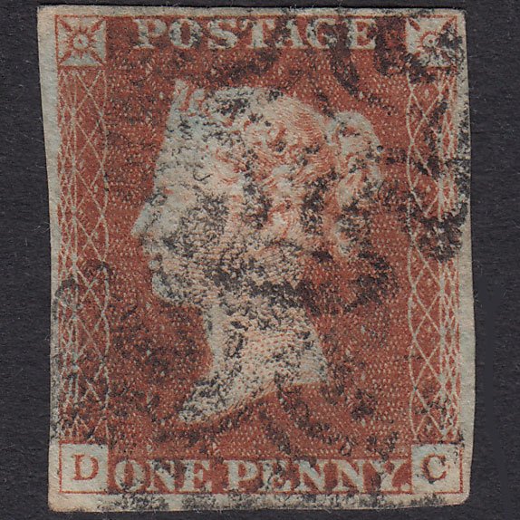 GB QV 1841 1d Red-Brown Plate 24 SG8-B1(1) DC GU 4 Margins Maltese Cross
