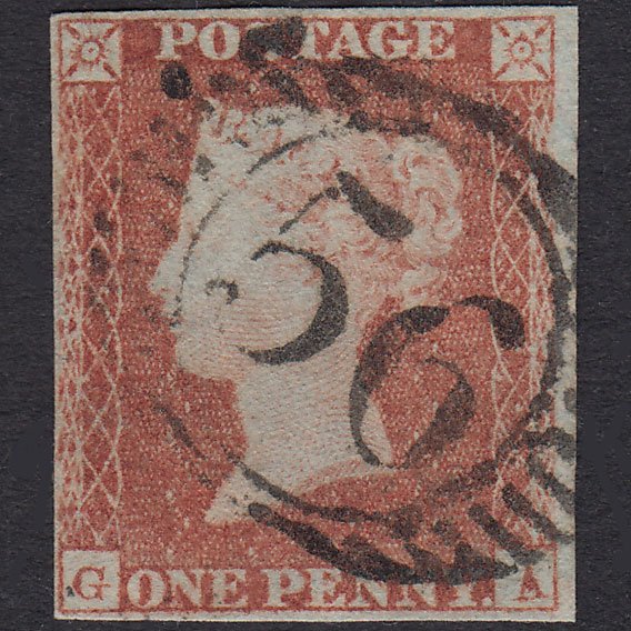 GB QV 1841 1d Red-Brown Plate 91 SG8-B1(1) GA FU 4 Margins London D&S 56