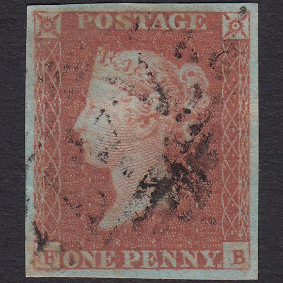 GB QV 1841 1d Red-Brown Plate 85 SG8-B1(1) FB FU 4 Good Margins Leeds 447