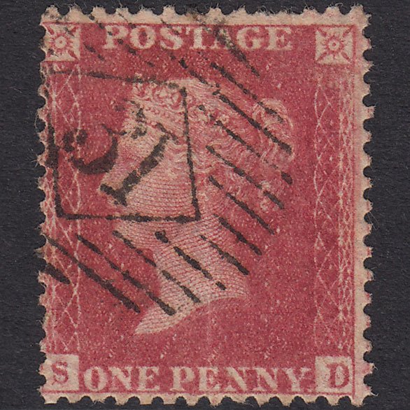GB QV 1857 1d Rose-Red Plate 56 SG40-C10(1) SD GU