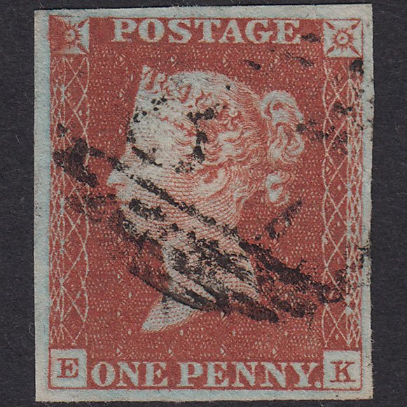 GB QV 1841 1d Red-Brown Plate 53 SG8-B1(1) EK FU 4 Good Margins