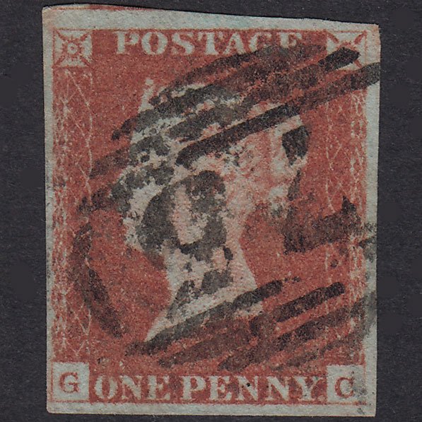 GB QV 1841 1d Red-Brown Plate 74 SG8-B1(1) GC GU 4 Margins Birmingham 75