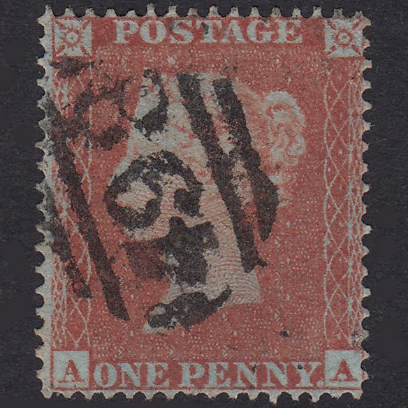 GB QV 1854 1d Red-Brown Plate 166 SG17-C1(1) AA FU Manchester 498