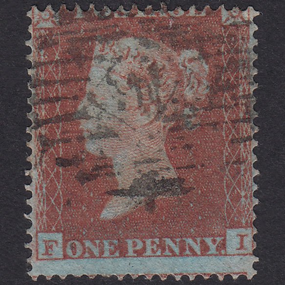 GB QV 1854 1d Red-Brown Plate 175 SG17-C1(1) FI GU London IS Cancel