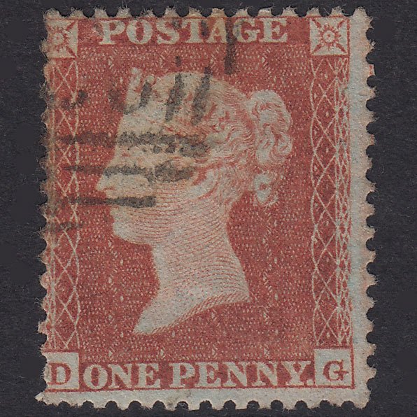 GB QV 1855 1d Plate 196 SG22-C2(1) DG GU Light Irish Cancel Tear