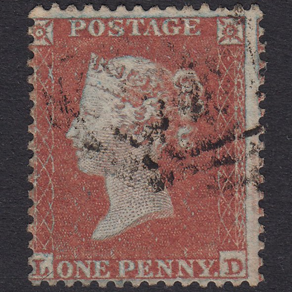 GB QV 1855 1d Red-Brown Plate 198 SG22-C2(1) LD FU Light Cancel