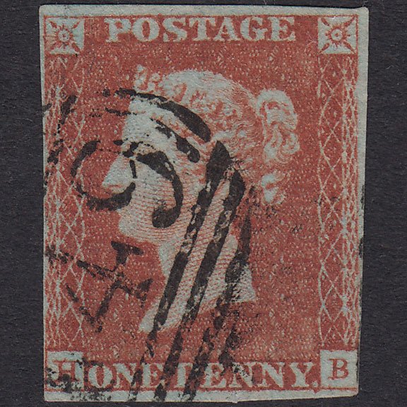 GB QV 1841 1d Red-Brown Plate 53 SG8-B1(1) HB FU Nr 4M Leicester 449