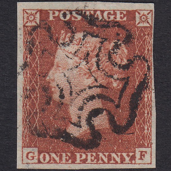 GB QV 1841 1d Red-Brown Plate 30 SG8-B1(1) GF GU 4 Margins Maltese Cross