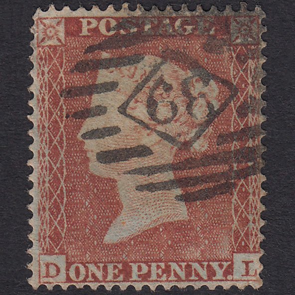 GB QV 1854 1d Plate 177 SG17-C1(1) DL GU London IS 39 Worn Impression