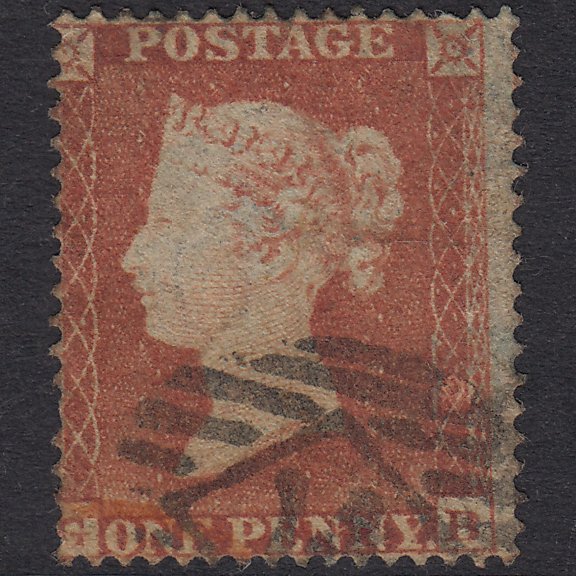 GB QV 1854 1d Red-Brown Plate 162 SG17-C1(1) GB GU London IS 14 + Red Pmk