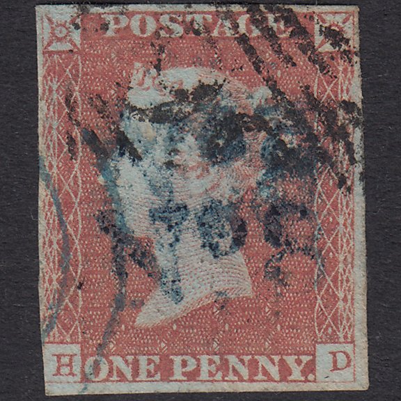 GB QV 1841 1d Red-Brown Plate 84 SG8-B1(1) HD GU Blue Town & No.8 Pmks