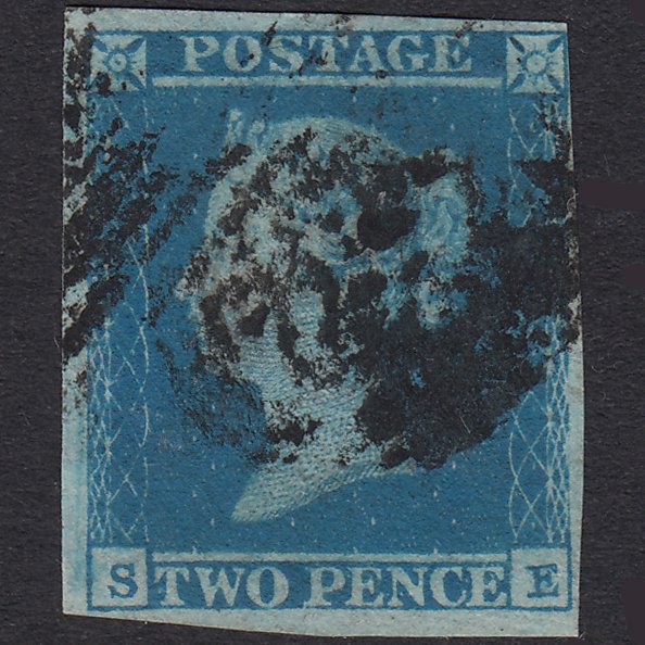 GB QV 1841 2d Blue Plate 4 SG14-E1(2) SE GU 4 Margins