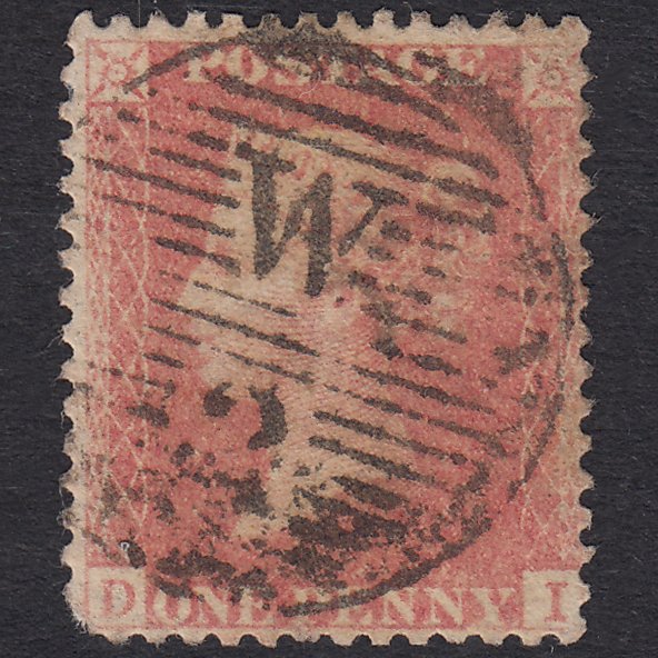 GB QV 1857 1d Pale Rose Plate 27 SGC9A(1) DI GU London D&S W2