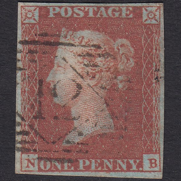 GB QV 1841 1d Red-Brown Plate 87 SG8-B1(1) NB GU 4 Margins London IS 12