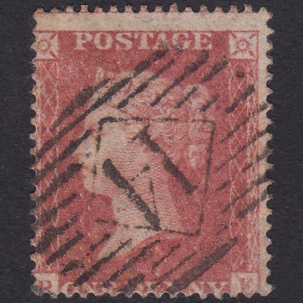 GB QV 1857 1d Rose-Red Plate 48 SG36-C11 RE FU London IS 14