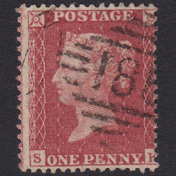 GB QV 1857 1d Rose-Red Plate 62 SG40-C10(1) SK GU Dublin 186 Tear