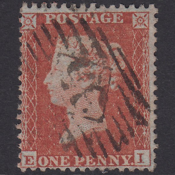 GB QV 1855 1d Red-Brown Plate 202 SG22-C2(1) EI GU London IS Cancel