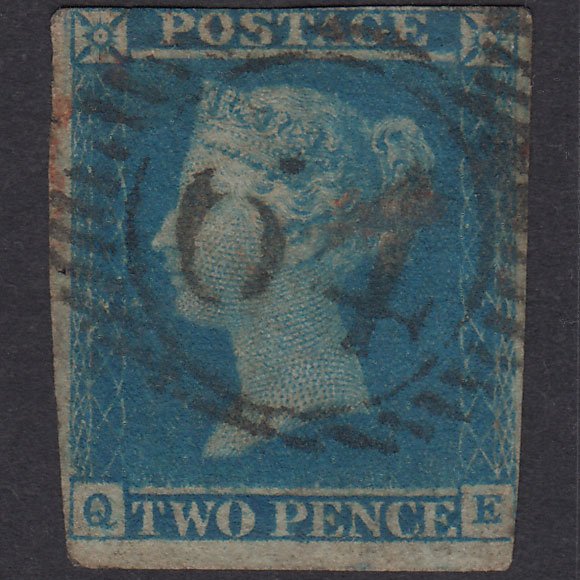 GB QV 1841 2d Blue Plate 3 SG14-E1(2) QE GU London D&S 64