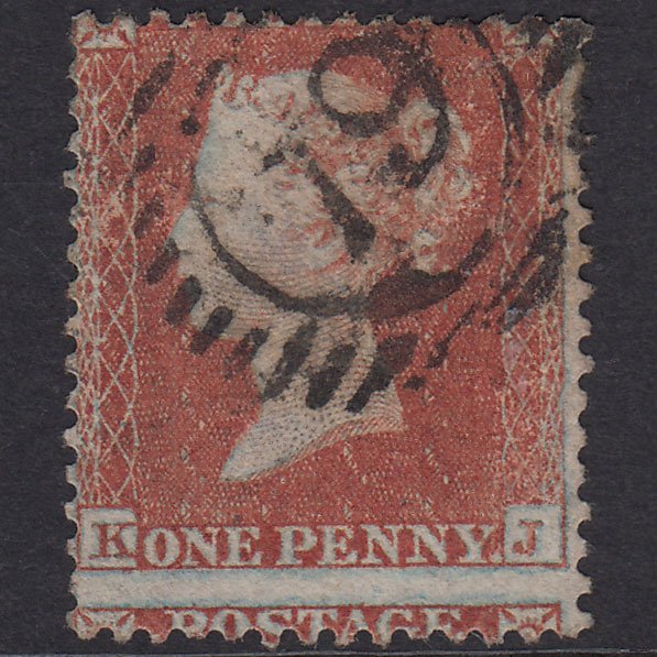GB QV 1855 1d Pl R4 SG22-C2(1) Framed Reverse KJ GU London Large Misperf
