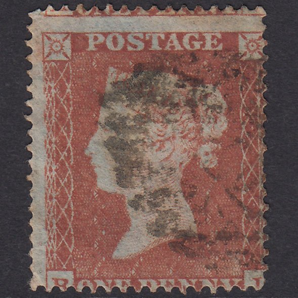 GB QV 1854 1d Red-Brown SG17-C1(1) B? GU London IS Cancel Misperf