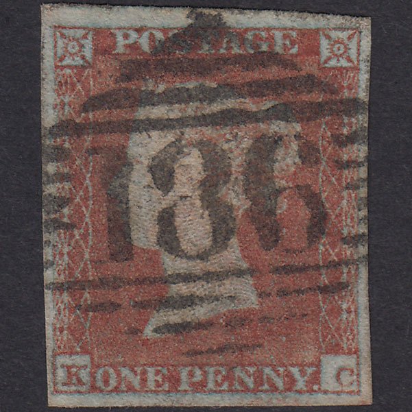 GB QV 1841 1d Plate 122 SG8-B1(1) KC GU 4 Good Margins Dublin 186