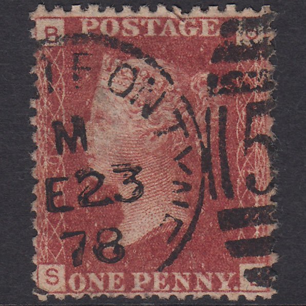 GB QV 1864 1d Lake-Red Plate 205 SG44-G1(2) SB GU Newcastle CDS
