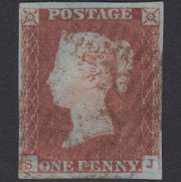 GB QV 1841 1d Red-Brown Plate 85 SG8-B1(1) SJ GU 4 Margins Brown Scotland