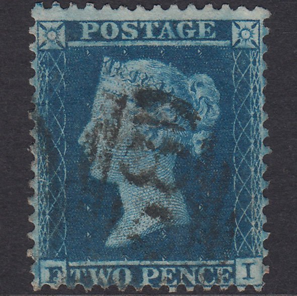 GB QV 1855 2d Blue Plate 5 SG34-F6(1) FI GU
