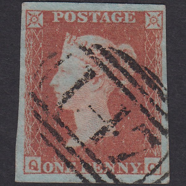 GB QV 1841 1d Plate 124 SG8-B1(1) QC VFU 4 Good Margins Bungay 147